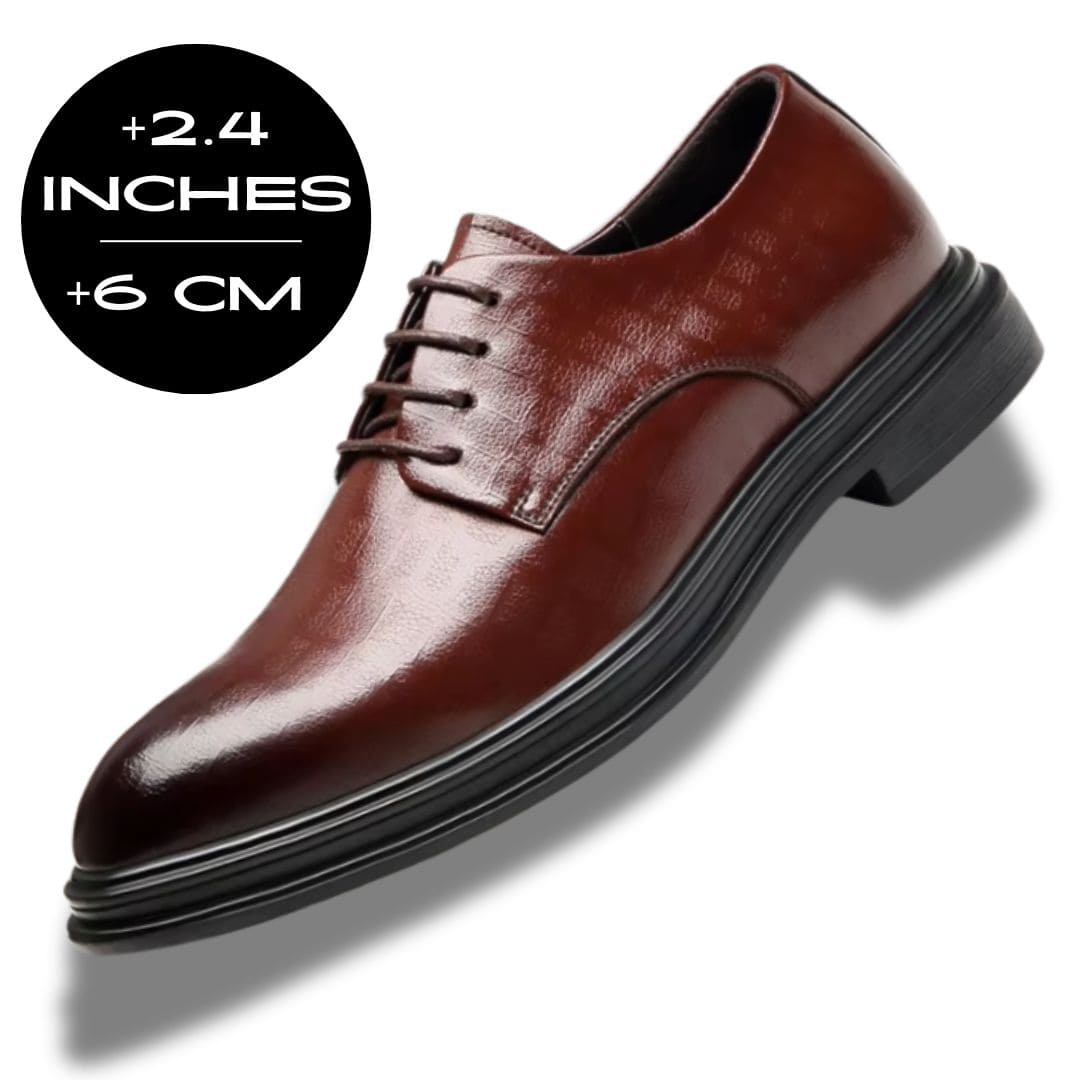 FORCIANO IMPERIAL brown premium leather dress shoe shown at a front angle with a 6 cm / 2.4" height graphic.
