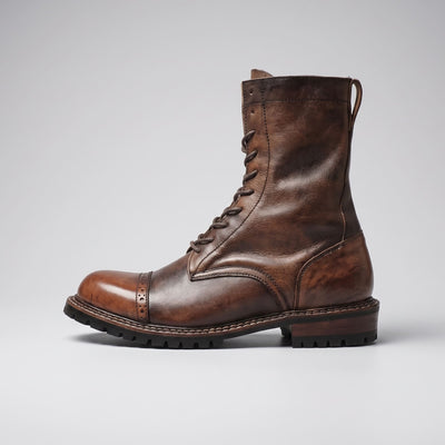 FORCIANO MARSHAL brown height increasing boots with genuine leather upper shown in side profile.