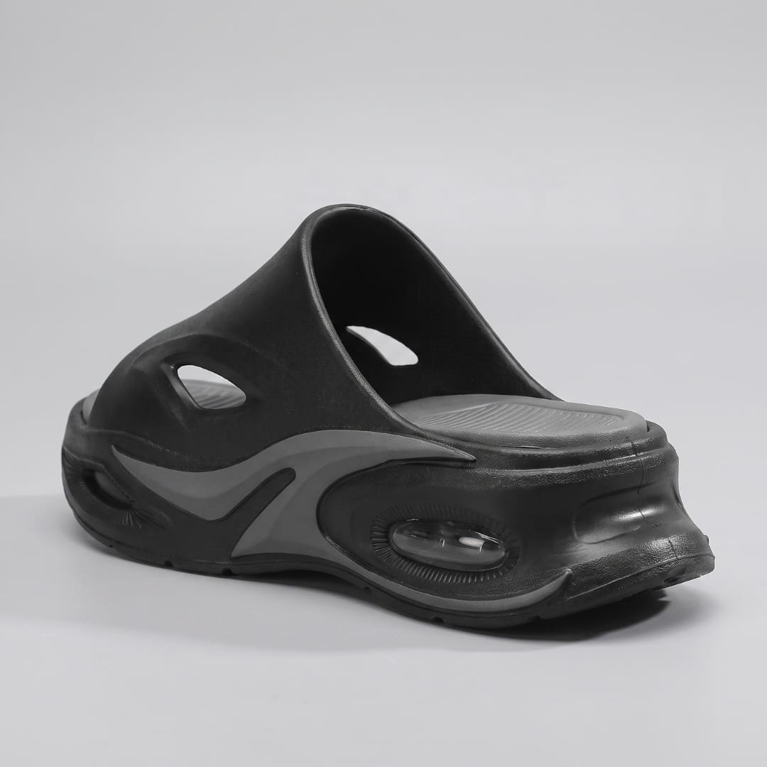Black and gray FORCIANO MAVERICK Height Increasing Shoes shown from a rear three-quarter angle with sculpted heel detail.