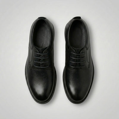 FORCIANO MOMENTUM black Elevator Dress Shoes shown as a pair from above with the lace-up design clearly visible.