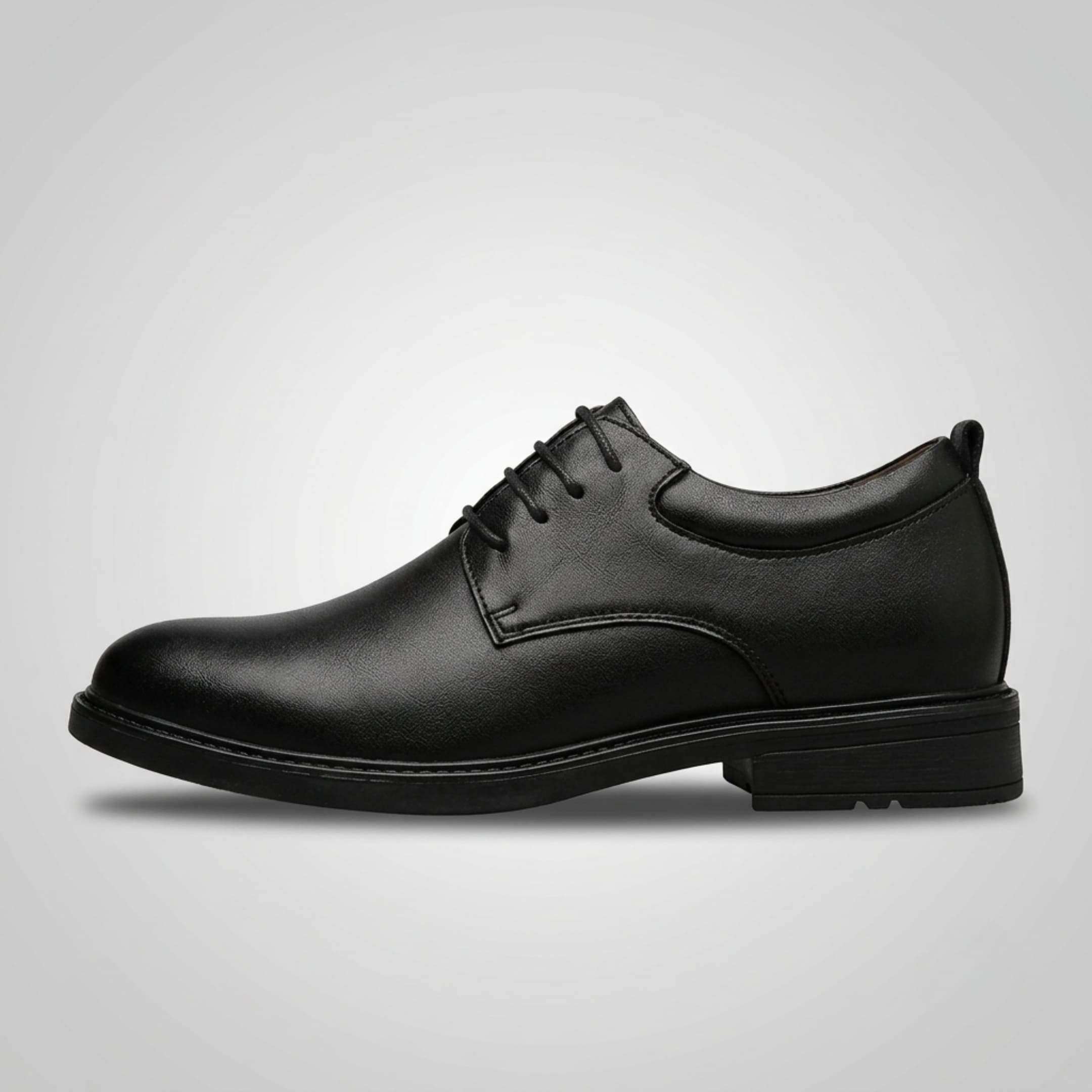 FORCIANO MOMENTUM black height increasing dress shoes shown in a clean side profile with lace-up formal styling.