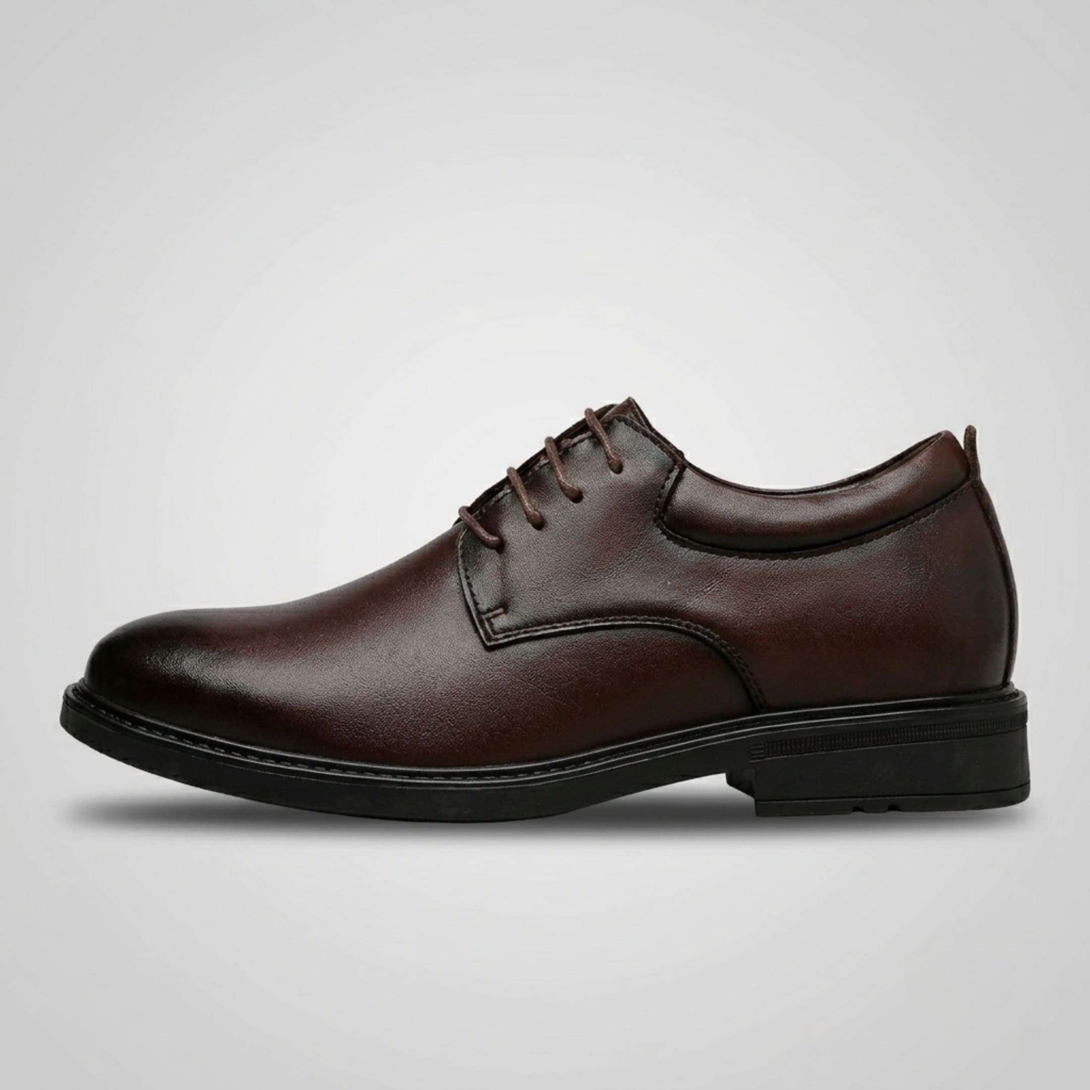 FORCIANO MOMENTUM brown elevator dress shoes with up to 8 cm / 3.15" height increase, shown in a clean side profile.