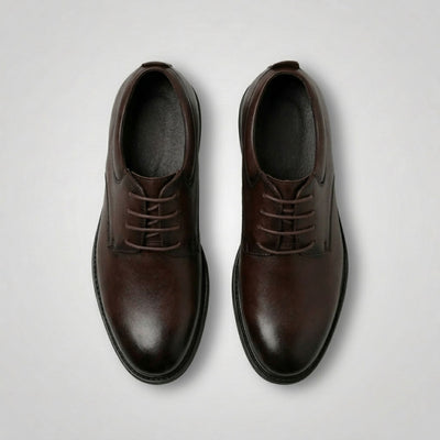 FORCIANO MOMENTUM brown Elevator Dress Shoes shown as a pair from the top view with the lace-up fronts visible.