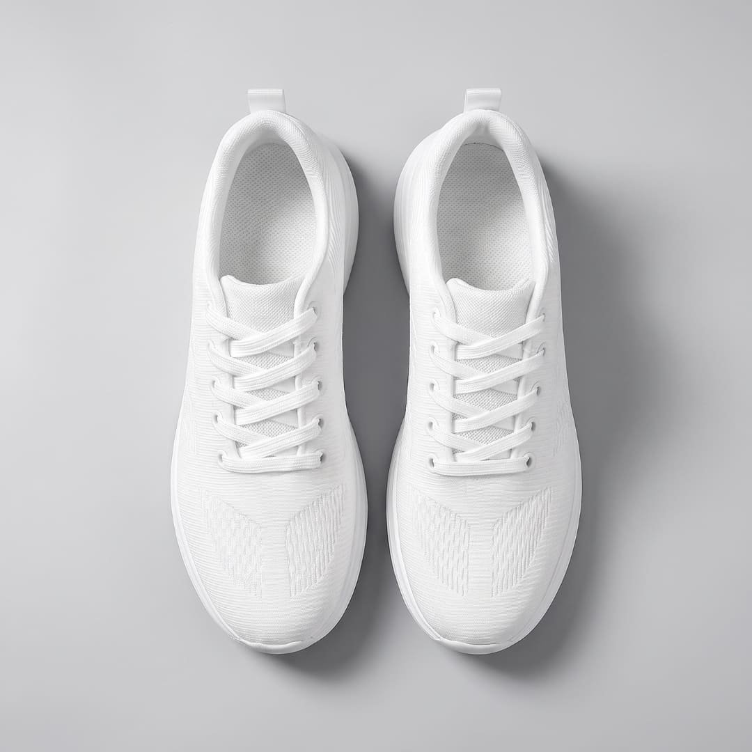 FORCIANO MONACO Height Increasing Sneakers in white, pair shown from the top with air mesh uppers, laces and interior openings visible.