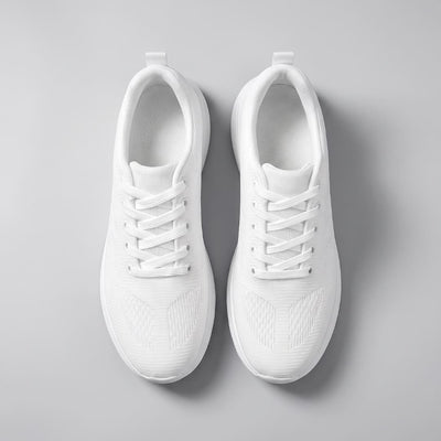 FORCIANO MONACO Height Increasing Sneakers in white, pair shown from the top with air mesh uppers, laces and interior openings visible.
