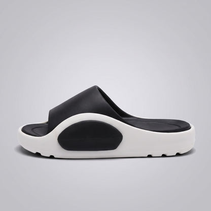 FORCIANO NEXUS black and white EVA sandals in a side-profile product view, showing the two-tone Height Boosting Shoes.