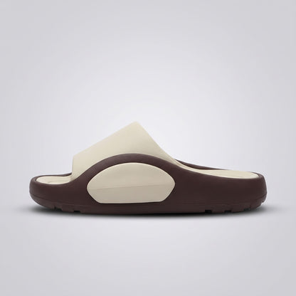 FORCIANO NEXUS khaki EVA sandals in a clean side profile, showing the sculpted sole design of the Height Boosting Shoes.
