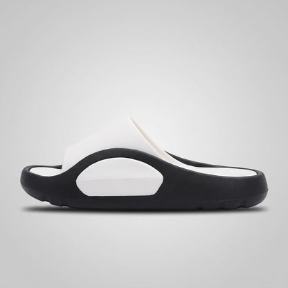 FORCIANO NEXUS white and black EVA sandals shown in full side profile, highlighting the contrasting sole of the Height Boosting Shoes.