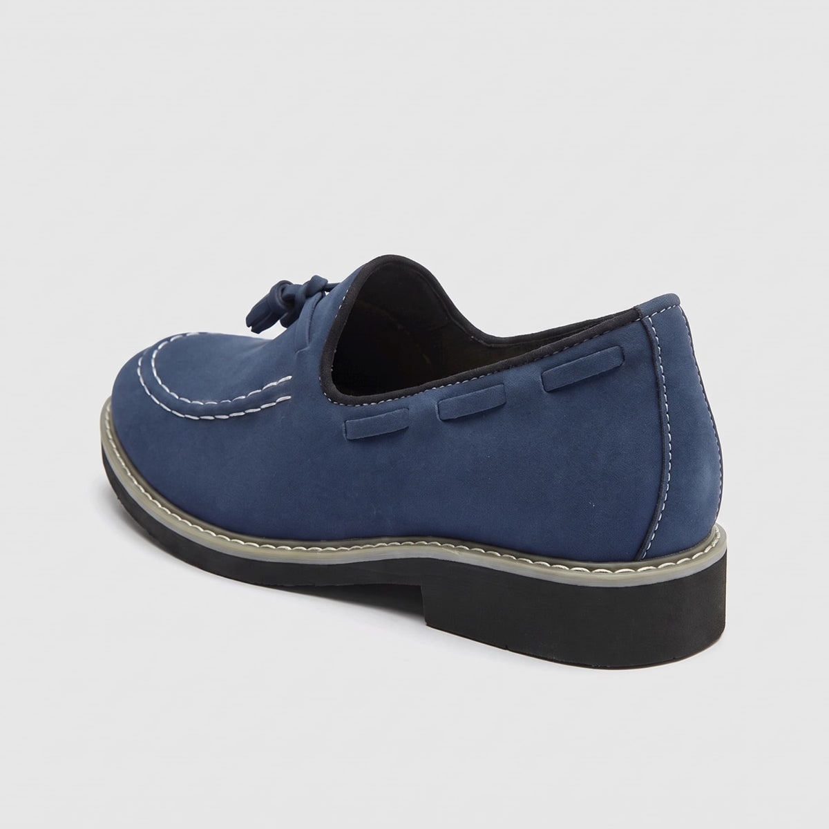 FORCIANO PARAGON Height Increasing Loafers in Blue with leather upper, shown from a rear three-quarter angle with the heel and side details visible.
