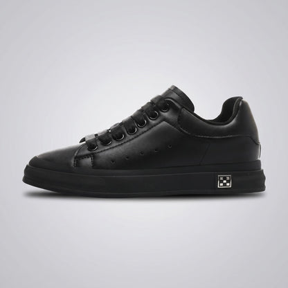 FORCIANO PORTOFINO black Elevator Sneaker with premium leather upper and matching black sole shown from the side profile.