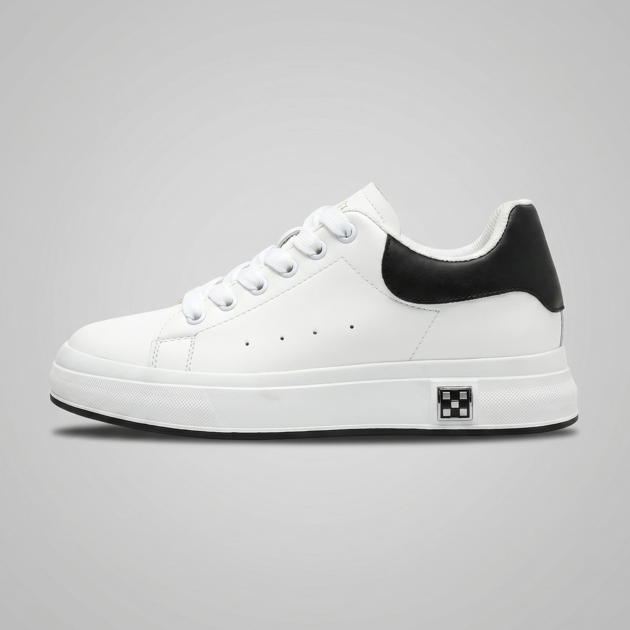 FORCIANO PORTOFINO white Elevator Sneaker with premium leather upper and black heel panel shown in a clean side-profile view.