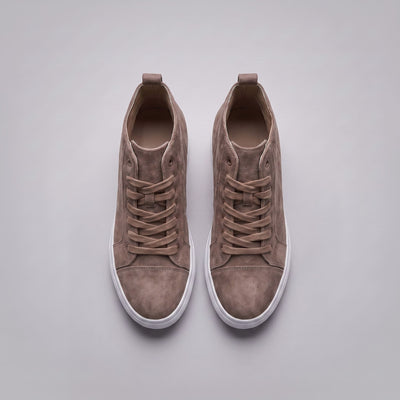 FORCIANO PRESLEY Khaki sneakers for Women shown as an overhead pair with premium suede leather uppers, matching laces and interior openings visible.