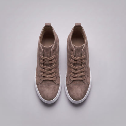 FORCIANO PRESLEY Khaki sneakers for Women shown as an overhead pair with premium suede leather uppers, matching laces and interior openings visible.