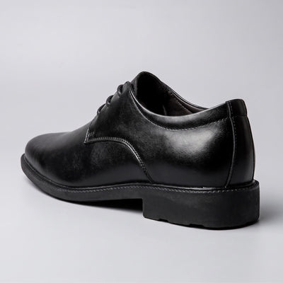FORCIANO PRESTIGE Height Increasing Shoes in black Sleek style shown from a rear three-quarter angle.