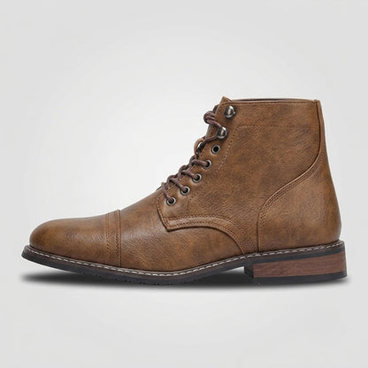 FORCIANO RANGER light brown premium leather Elevator Boots shown in a clean side profile with lace-up front and cap-toe detailing.