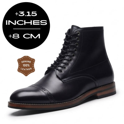 FORCIANO ROMANO black Height Increasing Boots with 8 cm / 3.15 inch height increase.