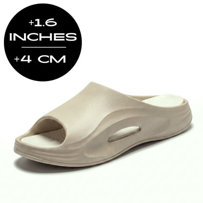 FORCIANO STRIKE khaki sandals height increasing shoes shown in a single three-quarter view with a 4 cm / 1.6" height graphic.