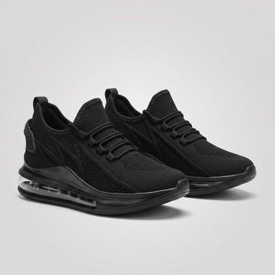 FORCIANO TENET black height increasing sneakers in breathable air mesh, shown as a pair from a front three-quarter angle.