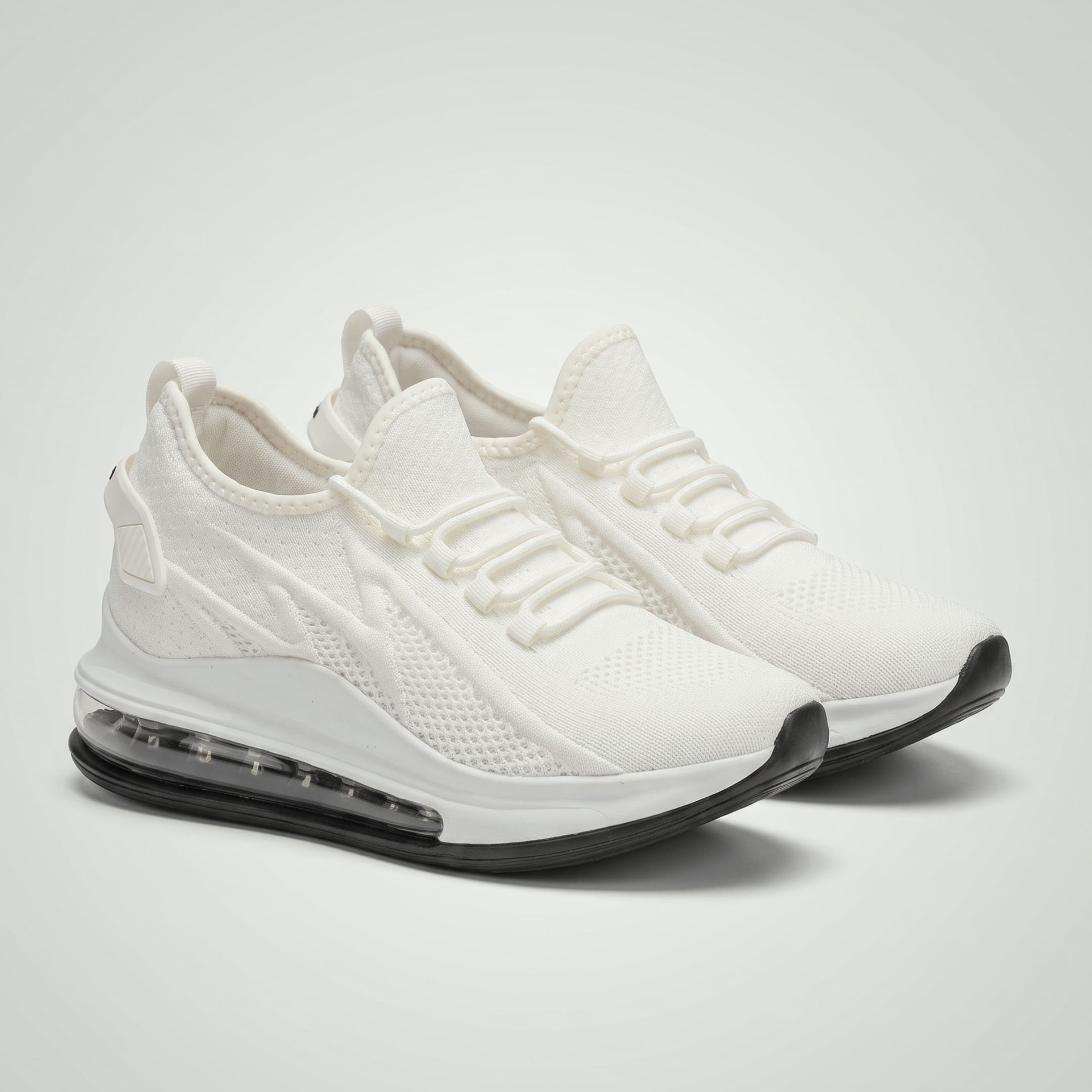 FORCIANO TENET white height increasing sneakers in breathable air mesh, shown as a pair from a front three-quarter angle.