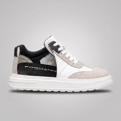 White FORCIANO TORINO Height Increasing Sneakers with leather upper shown in cutaway view revealing the internal lift construction.