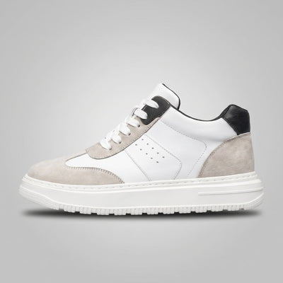 White FORCIANO TORINO Height Increasing Sneakers with leather upper shown in a clean side profile.