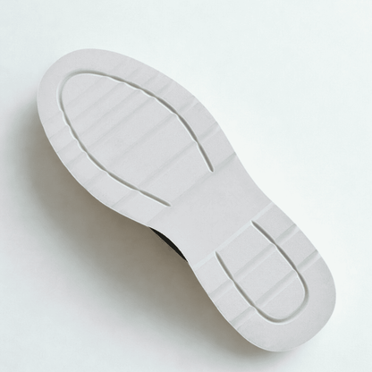 FORCIANO VADER white height increasing sneaker outsole close-up showing the full sole profile and molded tread details.