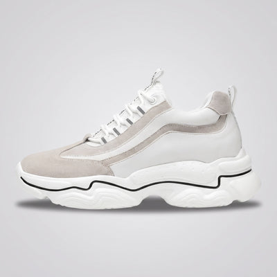 FORCIANO VALENCIA white Height Increasing Sneakers for Women shown in a clean side-profile view with breathable mesh and a sculpted white sole.