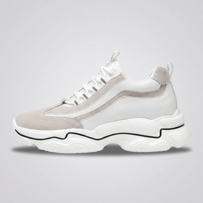 FORCIANO VALENCIA white Height Increasing Sneakers for Women shown in a clean side-profile view with breathable mesh and a sculpted white sole.