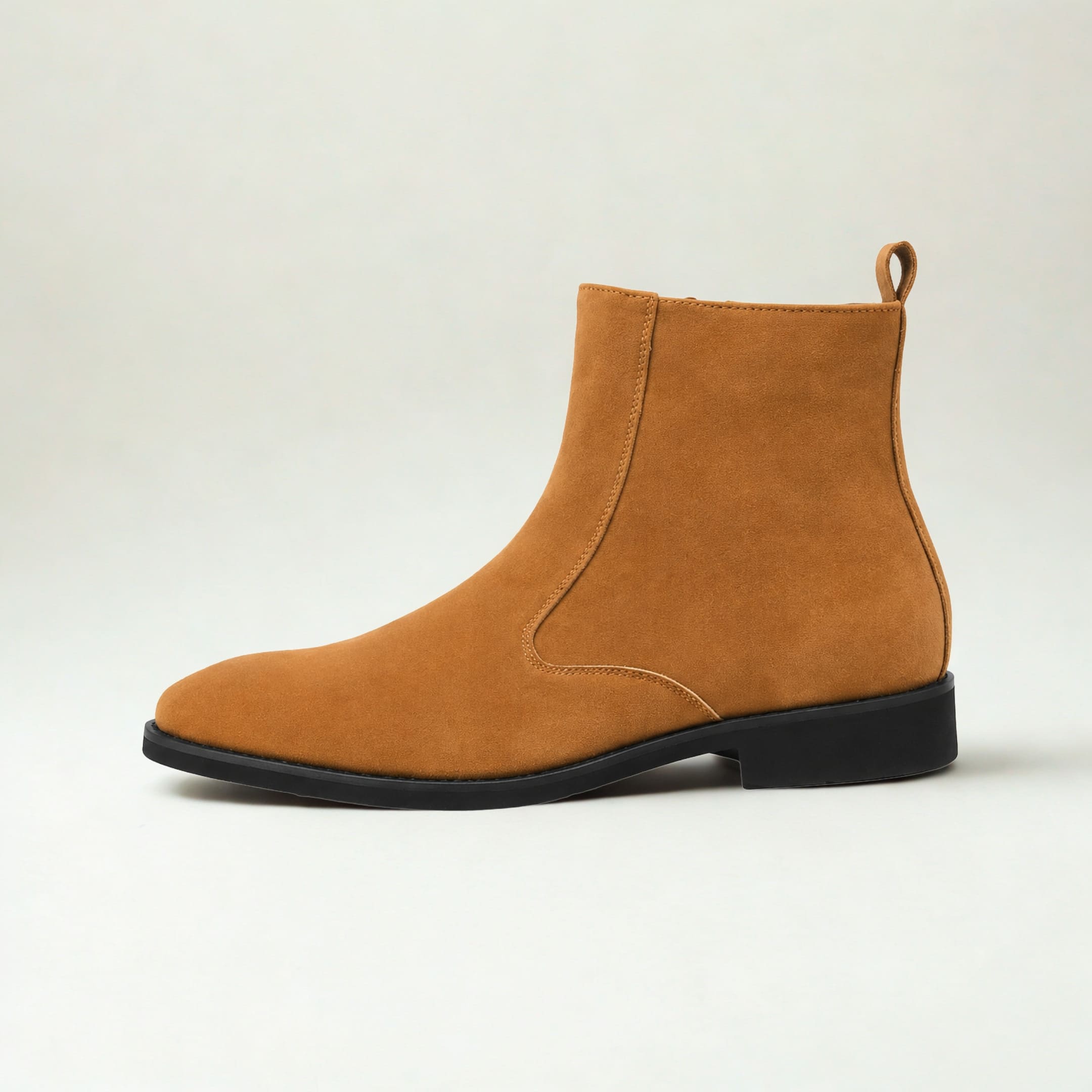 FORCIANO VALKYRIE brown women's elevator boots in a clean side profile, showing the premium suede upper and streamlined suede Chelsea boots silhouette.