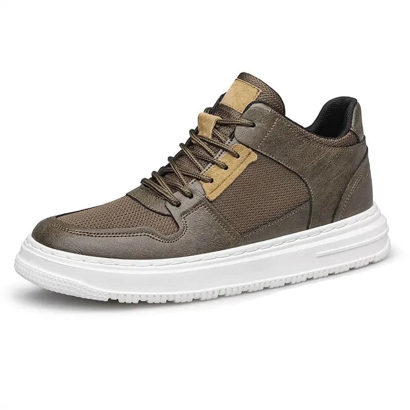 FORCIANO ZENITH brown sneaker with breathable air mesh upper, brown laces and tan accents shown from a front three-quarter angle.