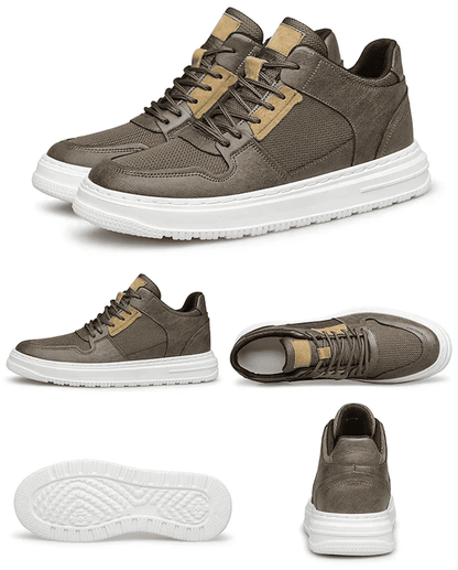 FORCIANO ZENITH brown sneakers shown in a multi-view layout with pair, side profile, top view, rear view and outsole details.