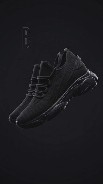 FORCIANO BLACKOUT Height Increasing Sneakers in black with premium leather upper, featuring 3.15-inch / 8 cm and 3.95-inch / 10 cm height increase.